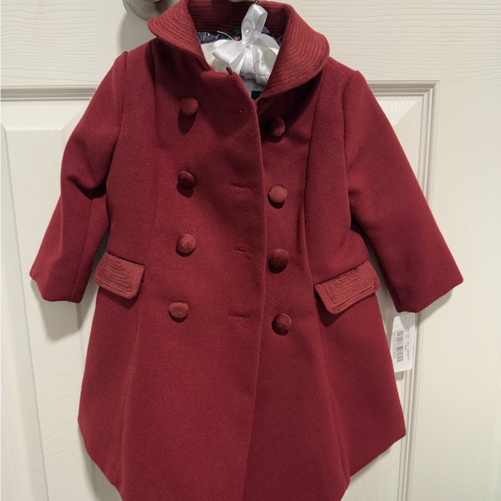 Edgehill Collection Burgundy Pea Coat for Kids